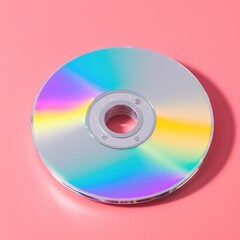 Gray CD on a colored background. Compact disc. Generative AI.