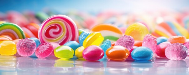 Fototapeta na wymiar A pile of sweet candies of various kinds. Generative AI.