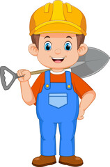 a construction worker holding a shovel