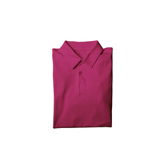 Berry t-shirt mockup photo, blank polo beautifully folded for presentation design, prints, patterns. Berry folded polo shirt