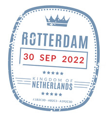 Border control stamp. European immigration service visa