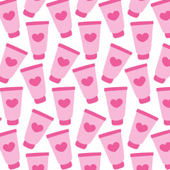 tube cream heart cosmetics pink pattern textile