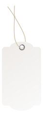 White paper label on string. Realistic baggage tag