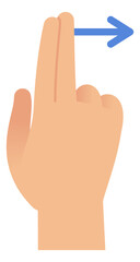 Two fingers swipe screen. Touch hand gesture