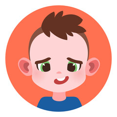Round kid avatar. Cute little boy portrait