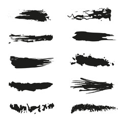 Artistic brushes. Set of vector brushes. Hand drawn collection of abstract brush strokes.