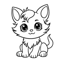 Cat black and white vector illustration for coloring book