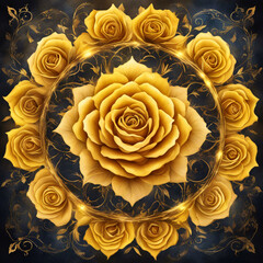 Yellow roses forming a circular mandala.