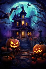 Fototapeta premium Halloween House Shirt: Realistic Fantasy Art