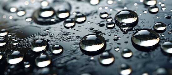 Water drops on a black background. Shallow depth of field.