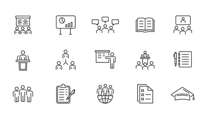 Business teamwork, work group and human resources web icon set. Vector illustration