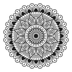Circular designs in the style of mandalas are used for decoration, henna, mehndi, or mehendi, tattoos, and other body art. Decorations in an ethnic oriental style. A coloring-book page