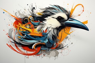 Exotic birds and their contours in graphic abstraction 