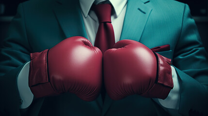 businessman wearing boxing gloves