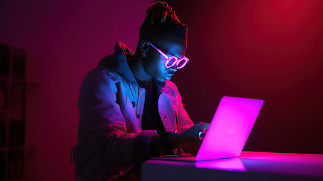 man working on laptop