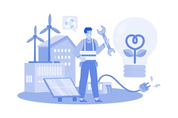 Sustainable Energy Illustration concept on white background