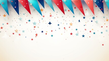 Obraz premium Paper-style decorative party flag background with confetti white background