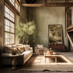 farmhouse style interior design, nature-inspired tones and textures