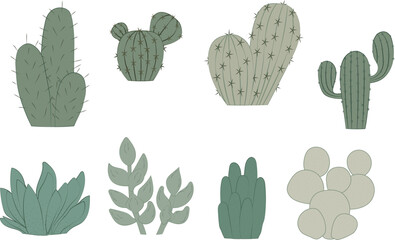 Set of cacti. Cute cacti