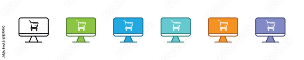 Wall mural online shopping icon set. shopping digital icon. vector illustration