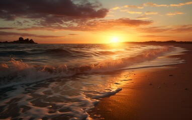 beautiful sunset over the ocean and beach