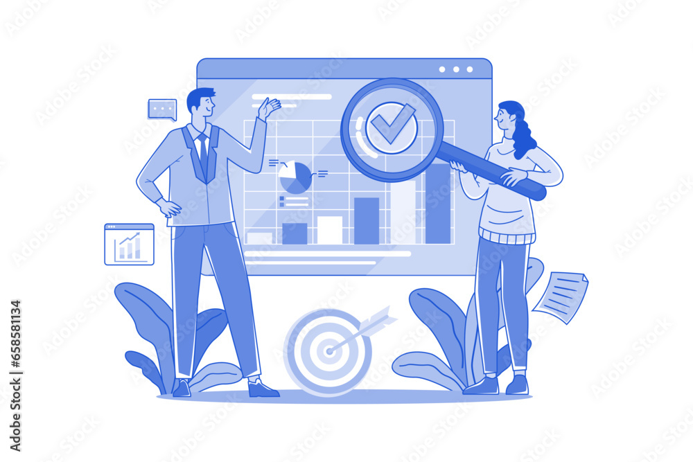 Canvas Prints the business team is analyzing business data for business growth.