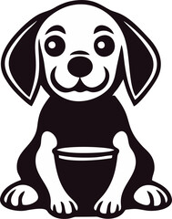 Vector black silhouette of a dog-puppy isolated on a white background.