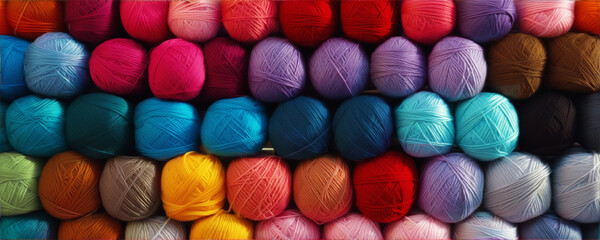 Fototapeta na wymiar Vivid backdrop of yarn wool thread balls