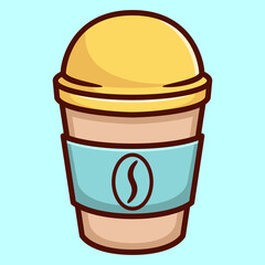 Vector Illustration of Coffee in Paper Cup in Cartoon Flat Style.