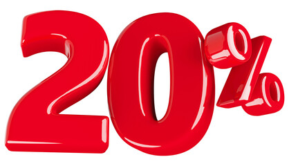 20 Percent Sale Discount - 3d Red Number Discount