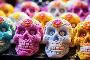 Sugar skulls typical of the day of the dead