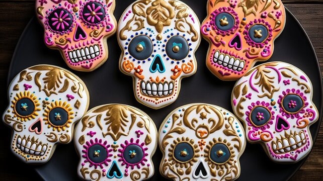 Skull cookies for the day of the dead