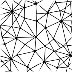 Abstract network connection illustration in black, vector geometric pattern in shape of plexus 