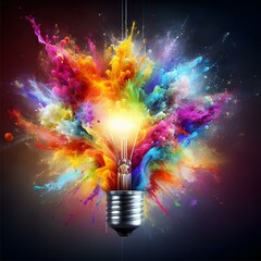 Eureka Moments: A Symphony of Creative Brilliance Explodes from a Vibrant Light Bulb, Illuminating the Path to Fresh Ideas and Artistic Innovation