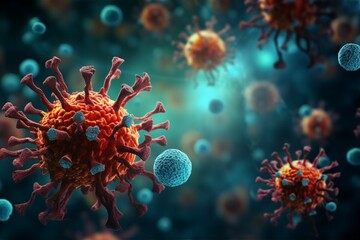 ウイルス・細菌・微生物・免疫システムのイメージ（COVID-19, コロナウイルス）
