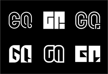 Set of letter GQ logos. Abstract logos collection with letters. Geometrical abstract logos