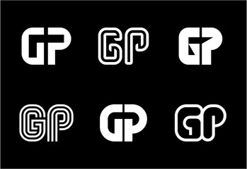 Set of letter GP logos. Abstract logos collection with letters. Geometrical abstract logos