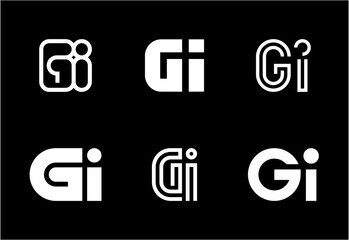 Set of letter GI logos. Abstract logos collection with letters. Geometrical abstract logos