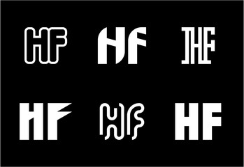 Set of letter HF logos. Abstract logos collection with letters. Geometrical abstract logos