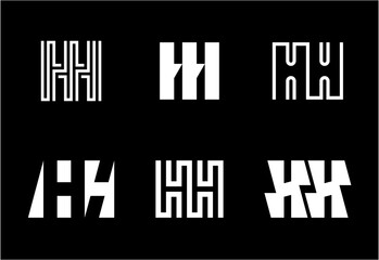 Set of letter HH logos. Abstract logos collection with letters. Geometrical abstract logos