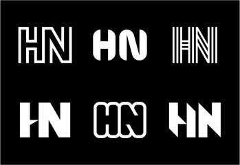 Set of letter HN logos. Abstract logos collection with letters. Geometrical abstract logos