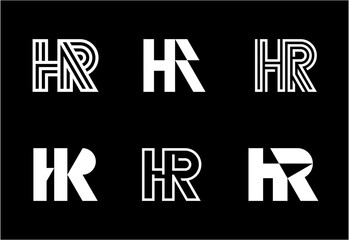 Set of letter HR logos. Abstract logos collection with letters. Geometrical abstract logos
