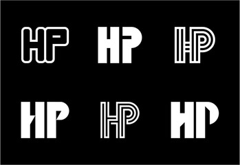 Set of letter HP logos. Abstract logos collection with letters. Geometrical abstract logos