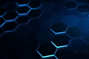 Blue and black hexagonal contemporary pattern set with a focus on rim lighting, dynamic use of shadow, clever core materials, and a colorful mosaic design. tenwave.