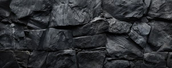 Dark grey stone wall texture background banner