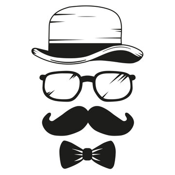 man with moustache hat sunglasses and tie, 