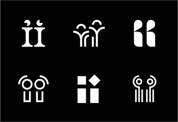 Set of letter II logos. Abstract logos collection with letters. Geometrical abstract logos