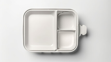 A detailed mockup of a lunchbox isolated on white background top view.