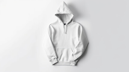 A clean mockup of a hoodie isolated on white background top view.