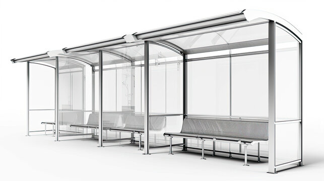 A detailed mockup of bus shelters isolated on white background top view.